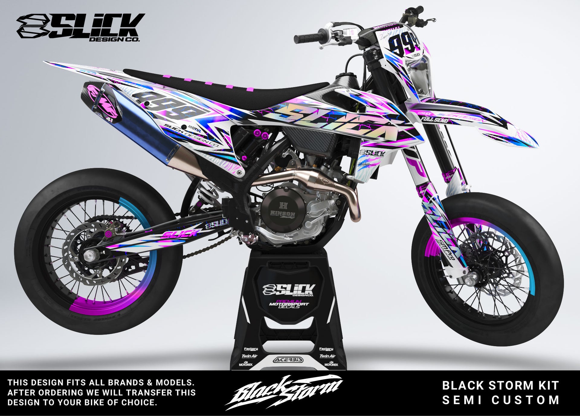 BLACK STORM GRAPHICS KIT BLUE PINK